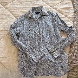 John Varvatos Navy and White Floral Shirt